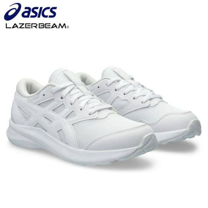 レーザービーム キッズ ジュニア スニーカー アシックス ひも 運動靴 通学履 LAZERBEAM JJ 1154A175 ホワイト/ホワイト 靴 子供靴 男の子  女の子 軽量 ヒモ靴タイプ