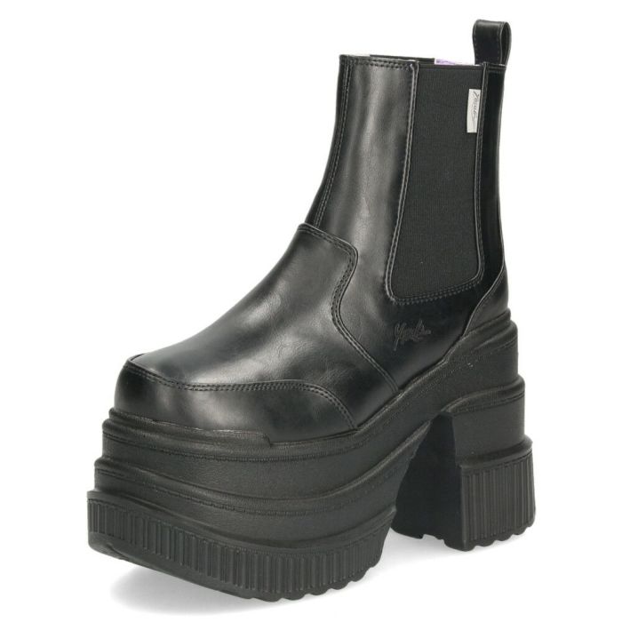 サイドゴア ブーツ レディース 厚底ブーツ ショート 黒 ヨースケ YOSUKE 靴 チェルシーブーツ 4460050 ブラック ベージュ グレー マルチ レオパード