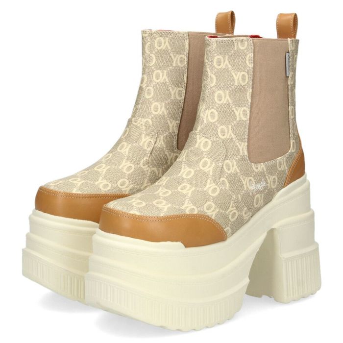 サイドゴア ブーツ レディース 厚底ブーツ ショート 黒 ヨースケ YOSUKE 靴 チェルシーブーツ 4460050 ブラック ベージュ グレー マルチ レオパード