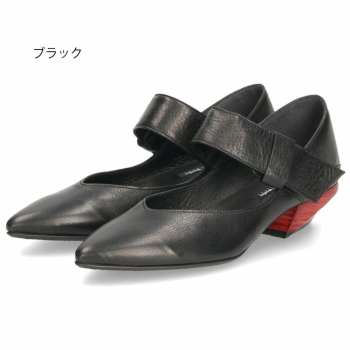 パンプス ローヒール 黒 本革 ストラップ シューズ ベルト 靴 ラボキゴシ ワークス 12768 レディース ベルトパンプス 2WAY 日本製 RABOKIGOSHI works