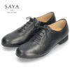 レースアップシューズ レディース 本革 黒 フラットヒール 革靴 SAYA 51190 サヤ ブラック アイボリー 紐靴 履きやすい 日本製