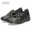 レディース シューズ 厚底 カジュアル 靴 疲れない 履きやすい コンフォートシューズ ストラップ NICO ニコ 82372 ブラック グリーン 黒 日本製