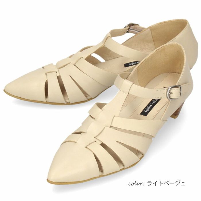 グルカシューズ レディース パンプス 黒 ローヒール 本革 ラボキゴシワークス 12767 ブラック グレー ベージュ 靴 カジュアル ミュール RABOKIGOSHI works