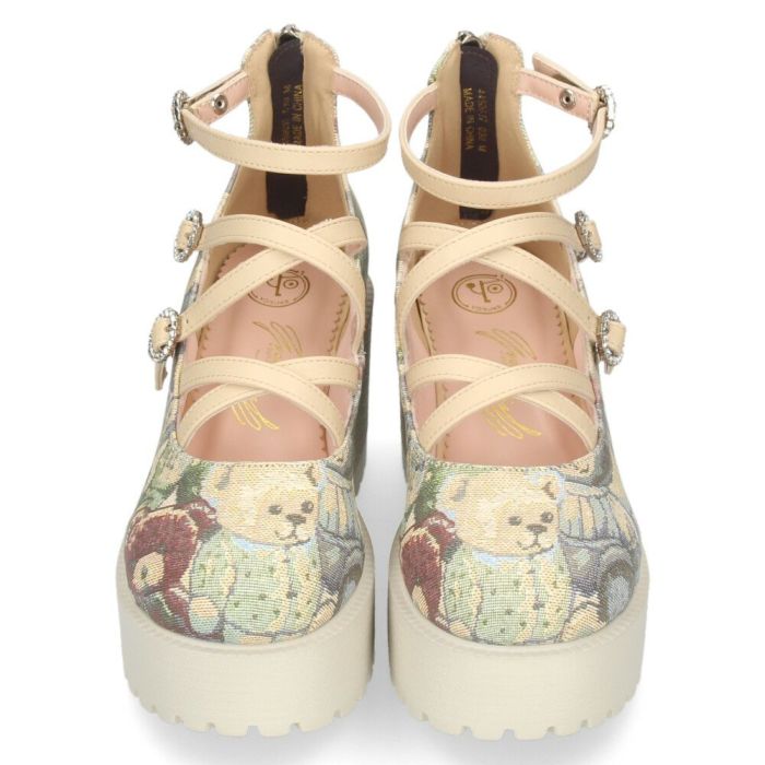 厚底パンプス レディース ストラップパンプス 黒 白 ヨースケ 靴 YOSUKE 4450037 ブラック ホワイト ベージュ エナメル タンクソール チャンキーヒール