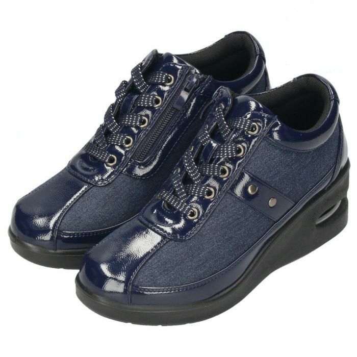 コンフォートシューズ スニーカー レディース 幅広 3E EEE ヒール ウエッジ ウェッジ 6cm サイドファスナー エアークッション レースアップ 紐 991401 991402 991404 Parade