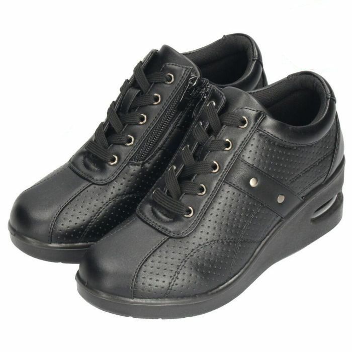 コンフォートシューズ スニーカー レディース 幅広 3E EEE ヒール ウエッジ ウェッジ 6cm サイドファスナー エアークッション レースアップ 紐 991401 991402 991404 Parade