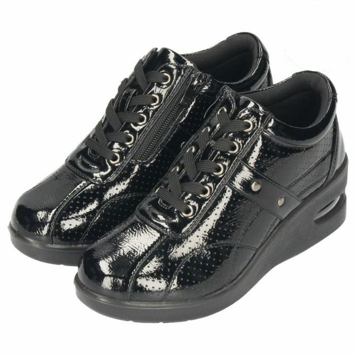 コンフォートシューズ スニーカー レディース 幅広 3E EEE ヒール ウエッジ ウェッジ 6cm サイドファスナー エアークッション レースアップ 紐 991401 991402 991404 Parade