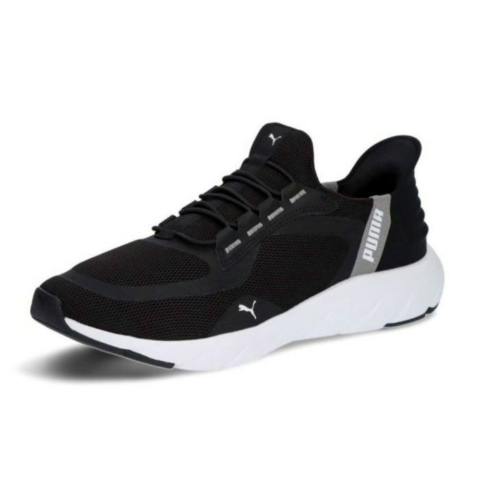 プーマ スニーカー メンズ スリッポン PUMA ソフトライド フレックス レース イーズイン ワイド ランニングシューズ 軽量 幅広 309901 ブラック ネイビー グレー