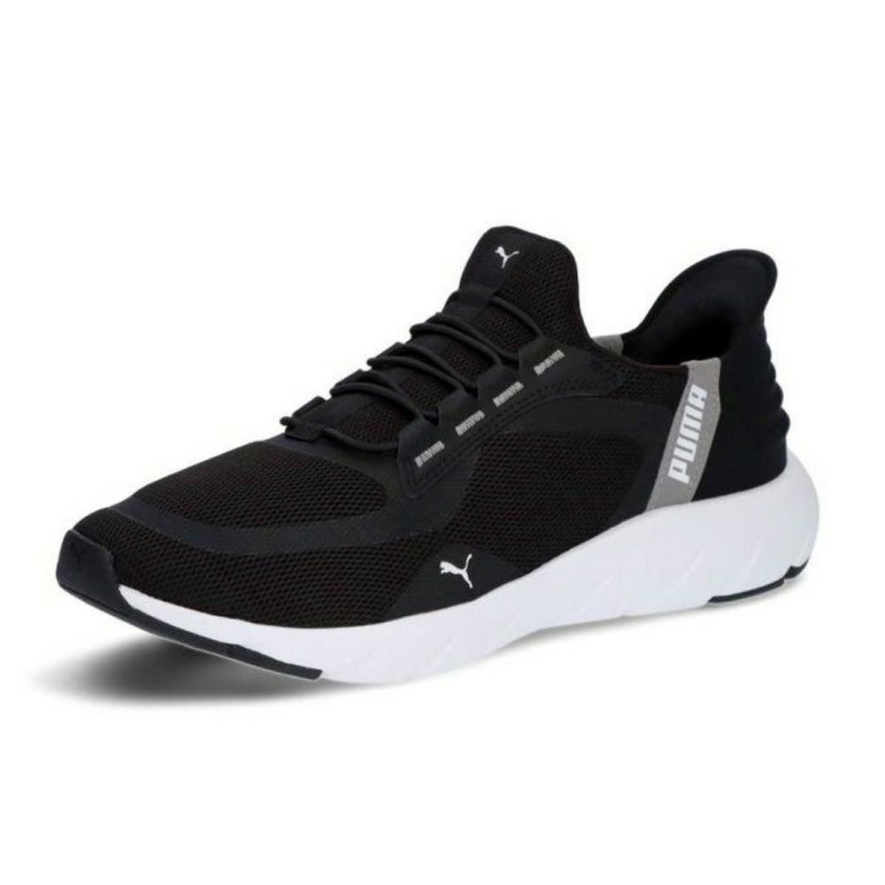 プーマ スニーカー メンズ スリッポン PUMA ソフトライド フレックス レース イーズイン ワイド ランニングシューズ 軽量 幅広 309901 ブラック ネイビー グレー