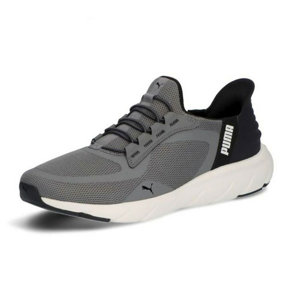 プーマ スニーカー メンズ スリッポン PUMA ソフトライド フレックス レース イーズイン ワイド ランニングシューズ 軽量 幅広 309901 ブラック ネイビー グレー