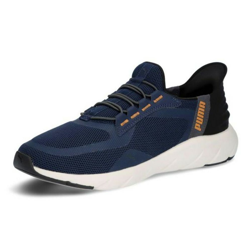 プーマ スニーカー メンズ スリッポン PUMA ソフトライド フレックス レース イーズイン ワイド ランニングシューズ 軽量 幅広 309901 ブラック ネイビー グレー