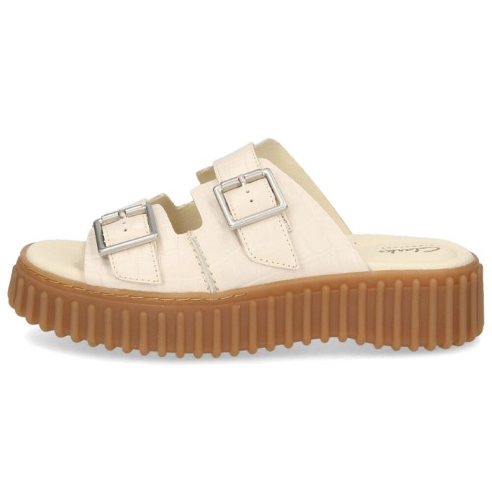 クラークス レディース サンダル 厚底 スライドサンダル 本革 ブラック ホワイト レザーサンダル Clarks Torhill Slide トーヒルスライド 26176430 26176428 