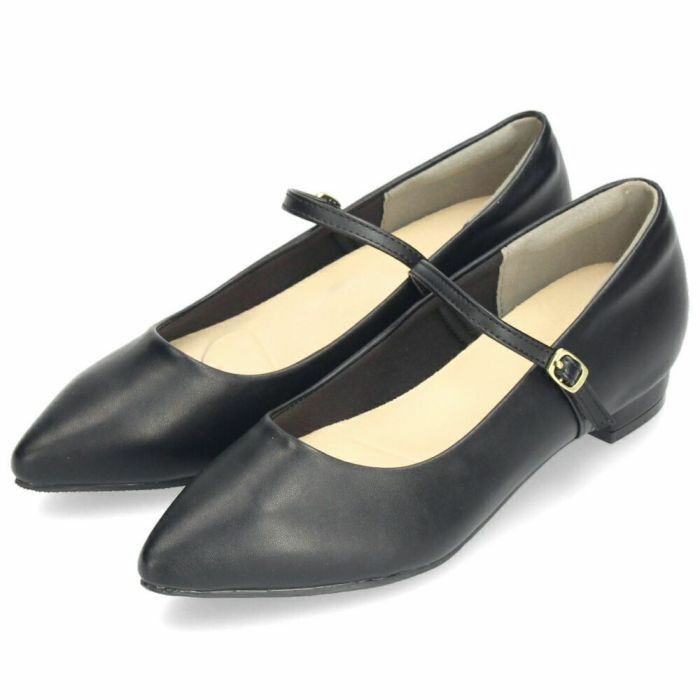 パンプス ローヒール ストラップ 痛くない シルバー 黒 ブラック 大きいサイズ 小さいサイズ レディース ポインテッド ヒール2cm Parade 23070