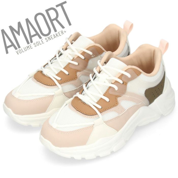 スニーカー レディース 厚底 白 ボリュームソール ローカット 歩きやすい きれいめ 5cm AMAORT 1052
