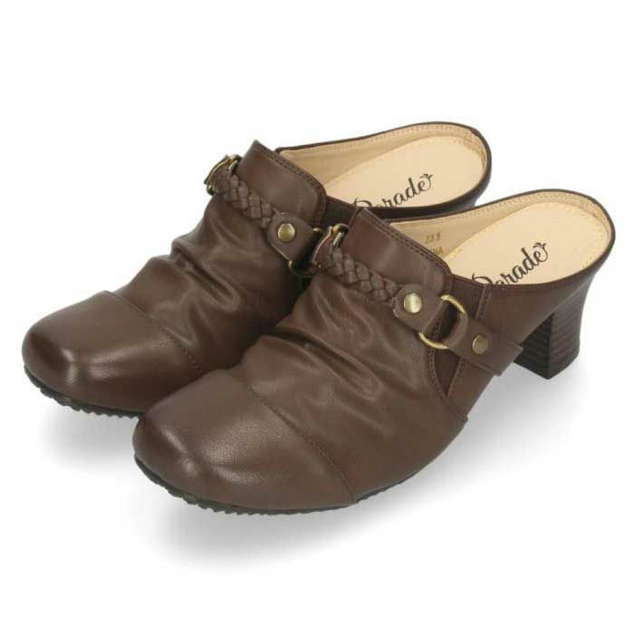 レディース オックスフォード ヒール ローファー メリージェーン パンプス サボ 黒 ブラック ブラウン 茶 キャメル Parade