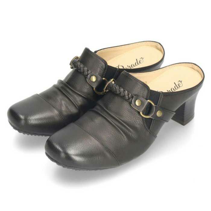 レディース オックスフォード ヒール ローファー メリージェーン パンプス サボ 黒 ブラック ブラウン 茶 キャメル Parade