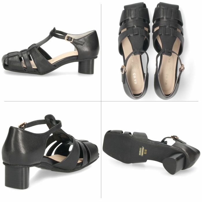 パンプス レディース グルカサンダル おしゃれ 黒 ストラップシューズ 太ヒール サヴァサヴァ 1320587 ブラック アイボリー オリーブ 本革 靴 cavacava