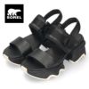ソレル サンダル レディース SOREL キネティック インパクト スリングバック ヒールサンダル ブラック 黒 ベージュ ギザギザソール 厚底  スポサン 本革 クッション性 NL4951