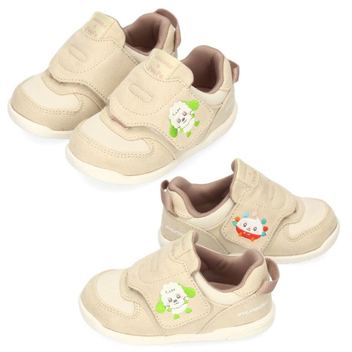瞬足 足育ベビー ベビーシューズ キッズ スニーカー いないいないばあっ！ キャラクター ベルクロ ベージュ ピンク ライトブルー JB-143 SJB1430