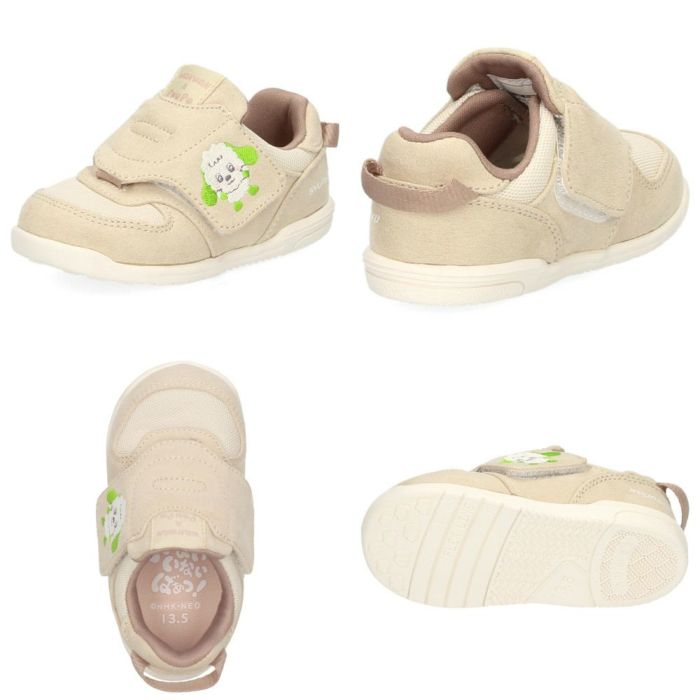 瞬足 足育ベビー ベビーシューズ キッズ スニーカー いないいないばあっ！ キャラクター ベルクロ ベージュ ピンク ライトブルー JB-143 SJB1430