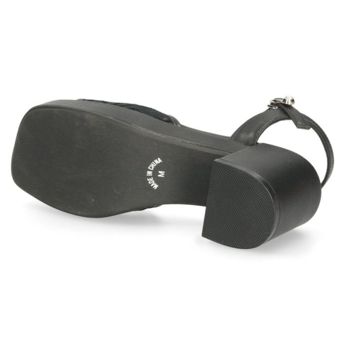 サンダル レディース アンクルストラップ レース 太ヒール 透け感 7センチ ヒール シースルー スクエアトゥ Parade 992804