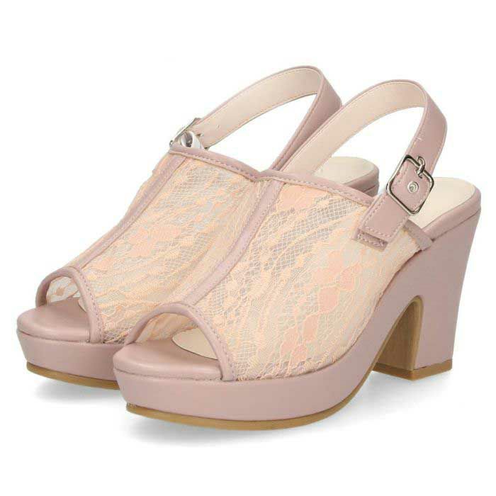 サンダル レディース ストラップ  レース 太ヒール 透け感 9センチ ヒール シースルー チュールレース Parade 992803