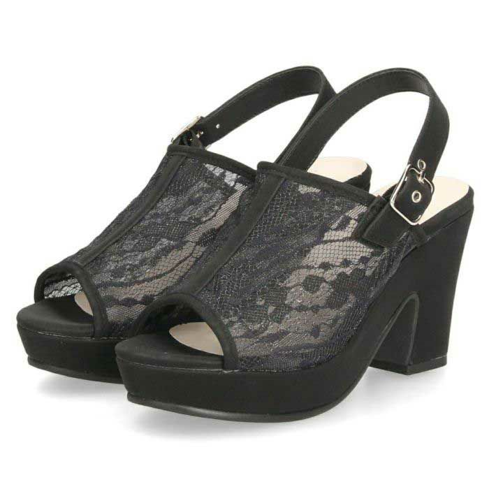 サンダル レディース ストラップ  レース 太ヒール 透け感 9センチ ヒール シースルー チュールレース Parade 992803