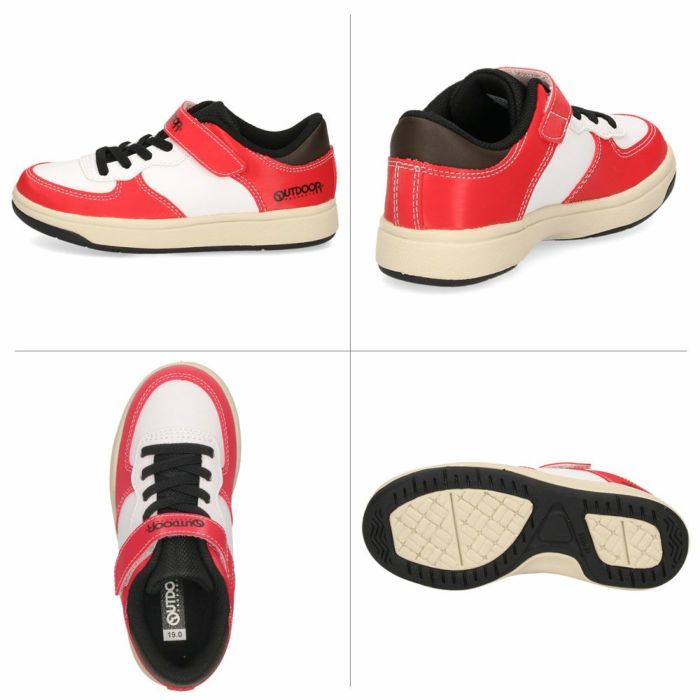 キッズ ジュニア スニーカー 通学 シューズ ゴム紐 ベルクロ アウトドアプロダクツ KE77011 KE77012 KE77013 KE77014 子供 靴 3E ゆったり 幅広