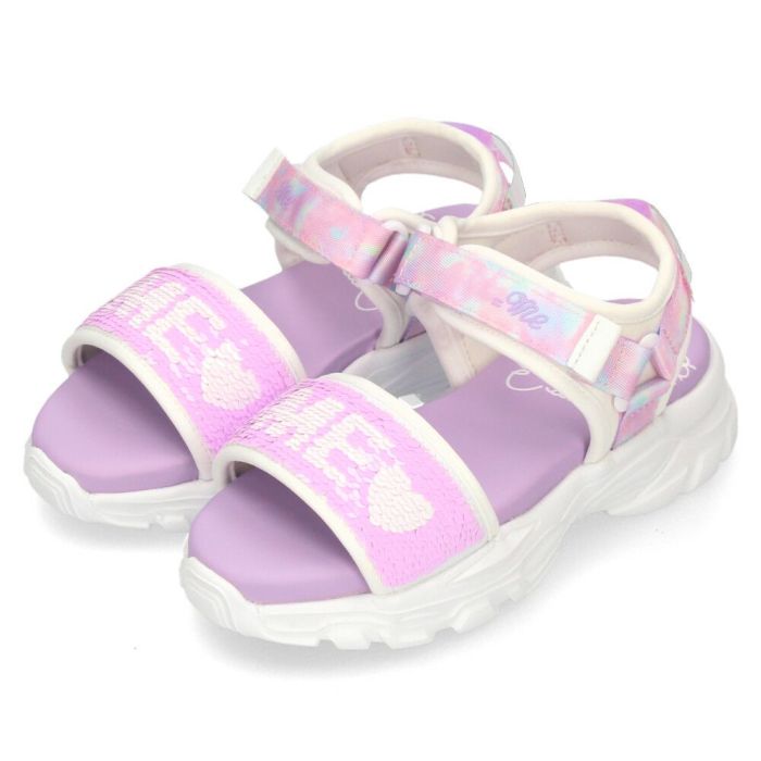 サンダル キッズ ジュニア 女の子 厚底 ブラック 黒 ホワイト スポーツサンダル スポサン スパンコール かわいい 軽量 靴 イコールミー 3705