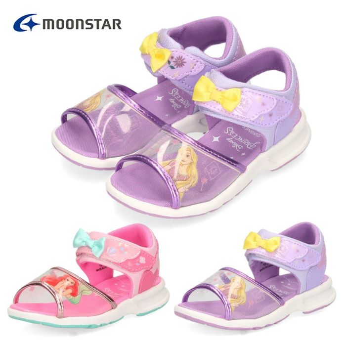 サンダル キッズ 女の子 プリンセス ディズニー MOONSTAR ムーンスター DN C1330 パープル ピンク 2E ベルクロ 子供靴 靴 夏