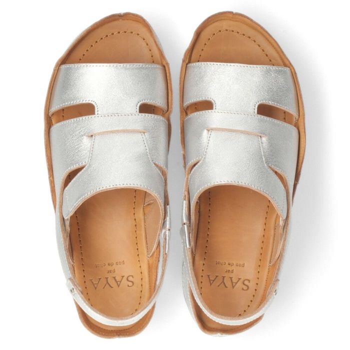 レディース サンダル 厚底 ストラップサンダル SAYA 靴 サヤ 51199 ブラック ダークブラウン シルバー 黒 茶色 レザー 本革 ラボキゴシ 日本製