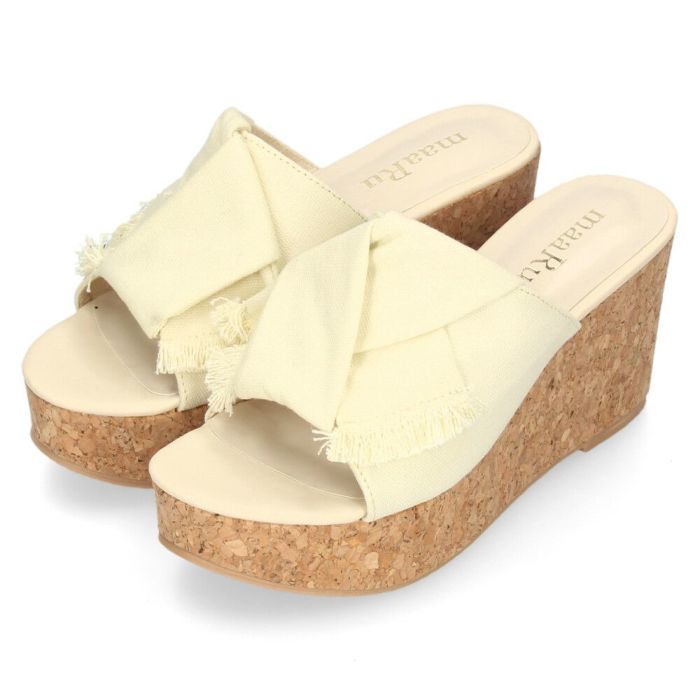 厚底 サンダル レディース ミュール ウェッジソール サボ 黒 白 紺 73200 ブラック ホワイト ネイビー 2E 標準幅 かかとなし 太ヒール 靴 マアル