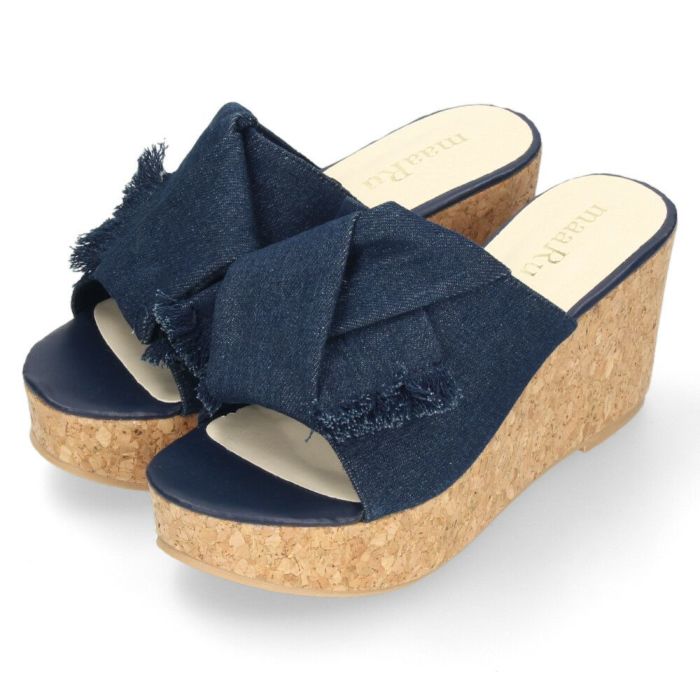 厚底 サンダル レディース ミュール ウェッジソール サボ 黒 白 紺 73200 ブラック ホワイト ネイビー 2E 標準幅 かかとなし 太ヒール 靴 マアル