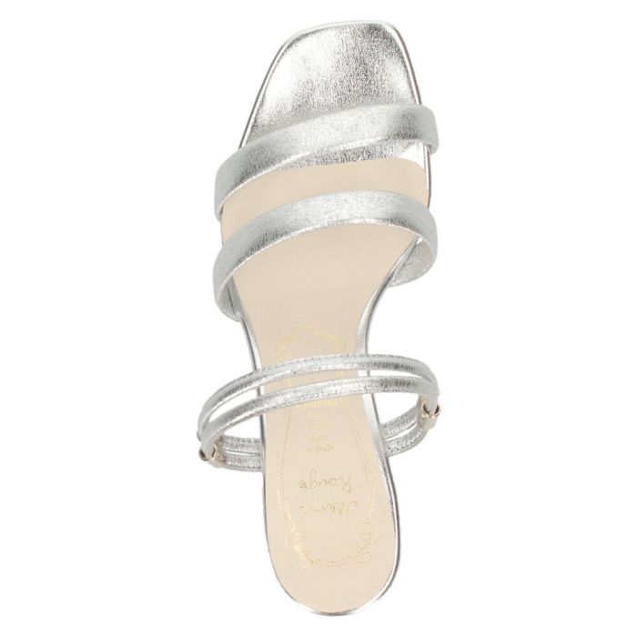 サンダル レディース ミュール ストラップ 黒 太ヒール 6cm 履きやすい 4842 ブラック ホワイト シルバー ヘビ 靴 日本製 メタルルージュ