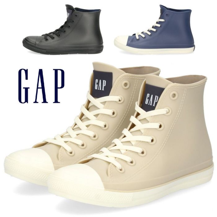 GAP スニーカー 防水 レインシューズ レディース 靴 ギャップ GPL22355 ブラック ベージュ ネイビー ゴムひも 履きやすい ハイカット  黒 紺 | Parade-パレード- 公式オンラインストア