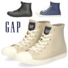 GAP スニーカー 防水 レインシューズ レディース 靴 ギャップ GPL22355 ブラック ベージュ ネイビー ゴムひも 履きやすい ハイカット 黒 紺