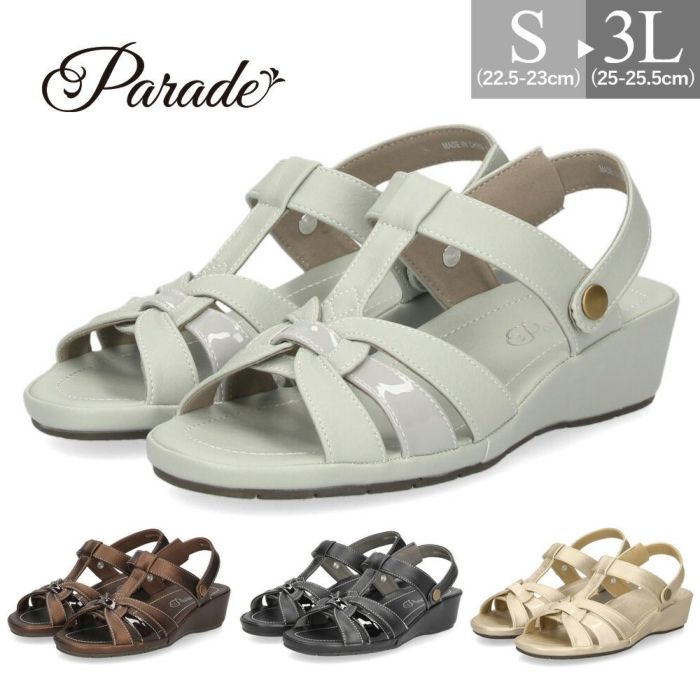 サンダル レディース 靴 コンフォートサンダル 2way 軽量 クッション性 ストラップ 屈曲性 履きやすい 3E PA1752 parade パレード