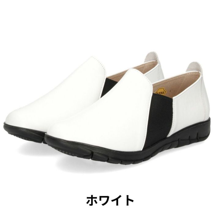 スリッポン レディース 本革 靴 スニーカー レザー 牛革 きれいめ ゴム 日本製 フラット COON CN2401 クーン