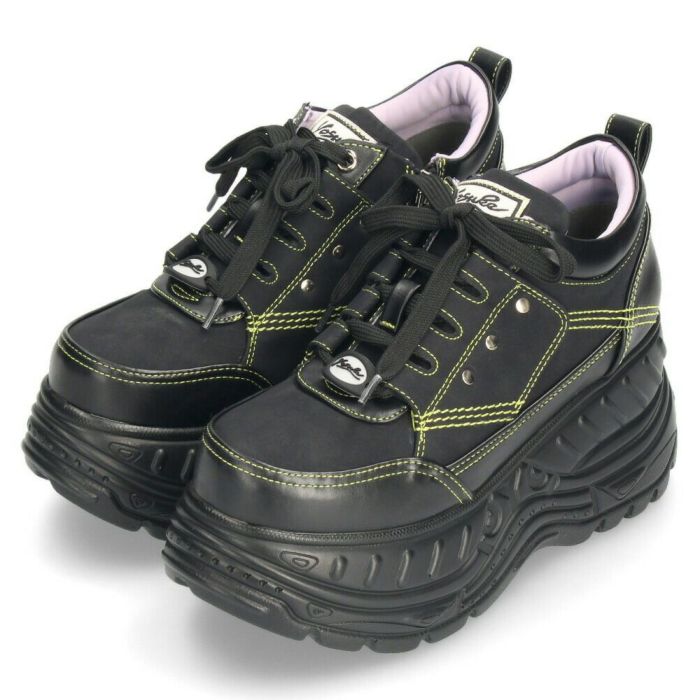 厚底スニーカー レディース ブラック ホワイト レースアップ シューズ ヨースケ YOSUKE 靴 カジュアル 4460010 黒 白 ダッドスニーカー