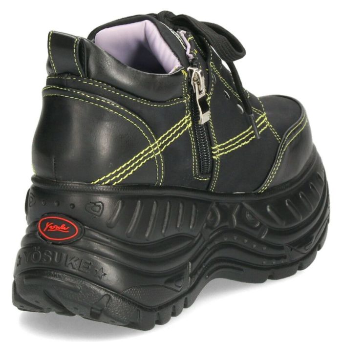 厚底スニーカー レディース ブラック ホワイト レースアップ シューズ ヨースケ YOSUKE 靴 カジュアル 4460010 黒 白 ダッドスニーカー