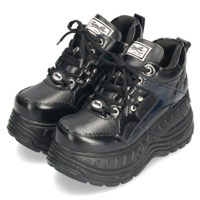 厚底スニーカー レディース ブラック ホワイト レースアップ シューズ ヨースケ YOSUKE 靴 カジュアル 4460030 黒 白 ダッドスニーカー