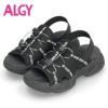 ALGY アルジー キッズ サンダル 女の子 子供 厚底 4306 ベルクロ ロゴスポーツサンダル スポサン かかとあり