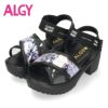 ALGY アルジー キッズ サンダル 女の子 3934 厚底 クリア ビニール ベルクロ クロスストラップ スパンコール 