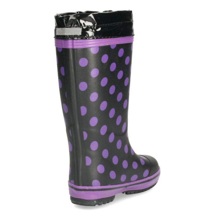 長靴 キッズ 女の子 レインブーツ かわいい おしゃれ 防水 防寒 フード サミー 6833 ピンク パープル 水玉柄 ジュニア レインシューズ 弘進ゴム