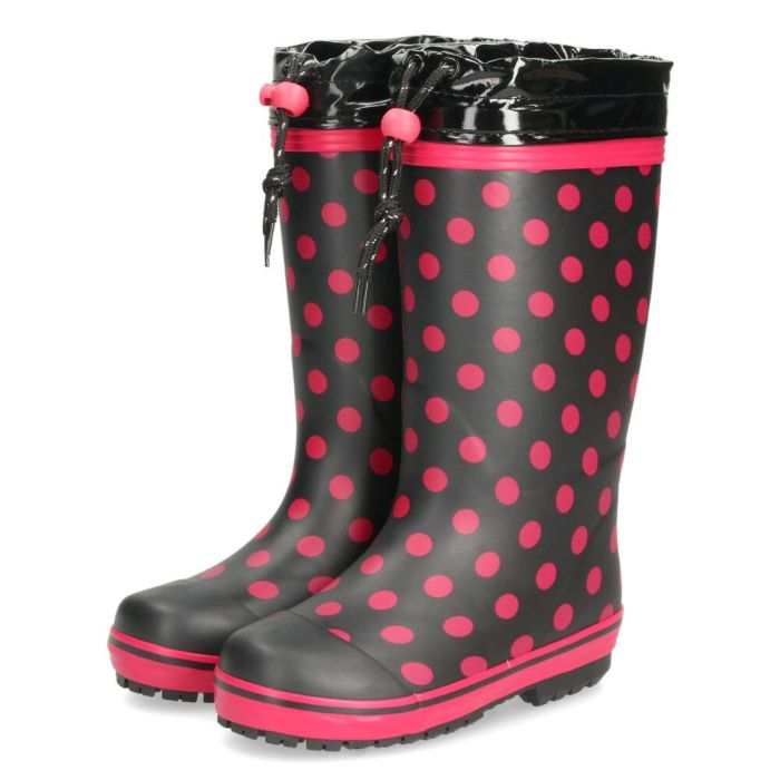 長靴 キッズ 女の子 レインブーツ かわいい おしゃれ 防水 防寒 フード サミー 6833 ピンク パープル 水玉柄 ジュニア レインシューズ 弘進ゴム