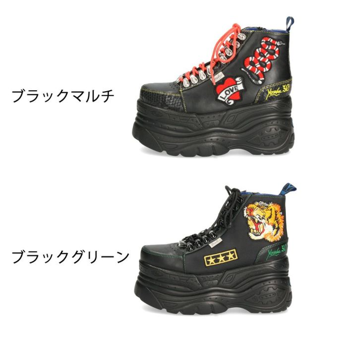 ヨースケ スニーカー yusuke shoes レディース 2601142 靴 ワッペン付き厚底スニーカ 3E ハイカット レースアップ 安定感