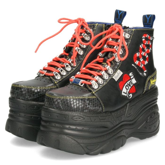 ヨースケ スニーカー yusuke shoes レディース 2601142 靴 ワッペン付き厚底スニーカ 3E ハイカット レースアップ 安定感