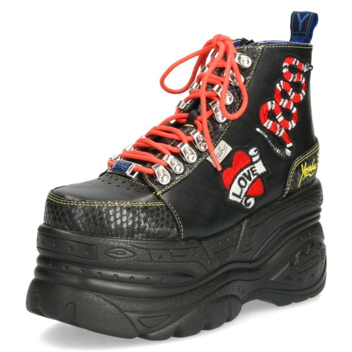 ヨースケ スニーカー yusuke shoes レディース 2601142 靴 ワッペン付き厚底スニーカ 3E ハイカット レースアップ 安定感