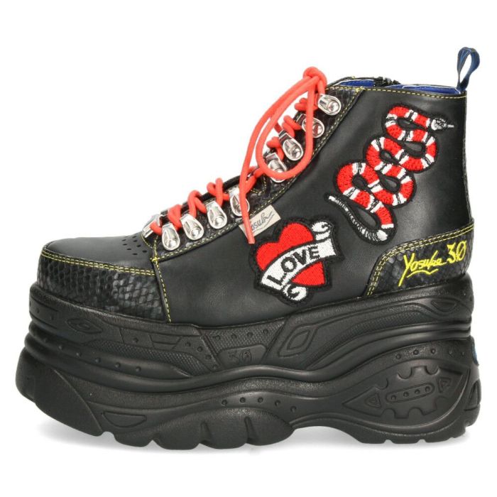 ヨースケ スニーカー yusuke shoes レディース 2601142 靴 ワッペン付き厚底スニーカ 3E ハイカット レースアップ 安定感