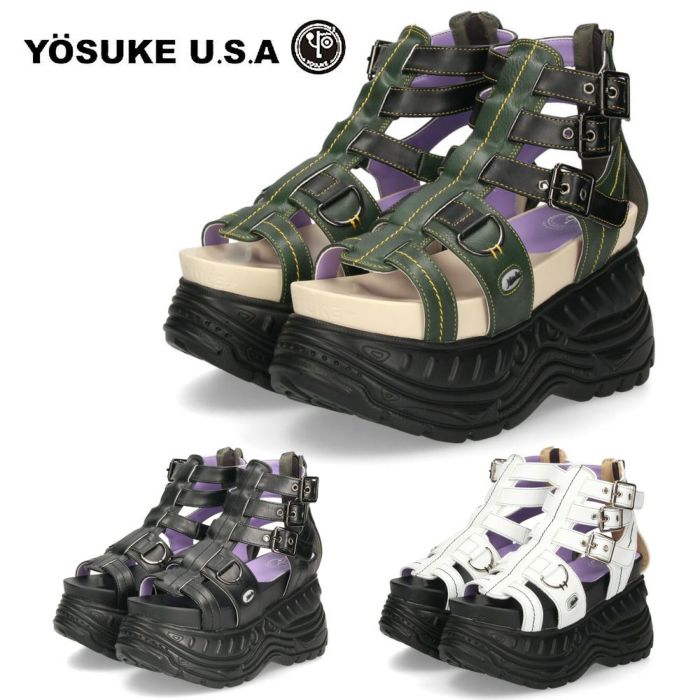 ヨースケ サンダル yusuke shoes レディース 4460009 靴 厚底サンダル ブーツサンダル スポーツサンダル 3E バックジッパー